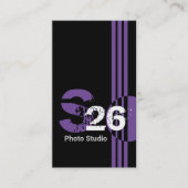 紫色モノグラムQRコード抽象芸術幾何学 名刺 (正面)