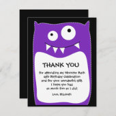 紫色モンスターの強打のサンキューカード(平らな) サンキューカード (正面/裏面)