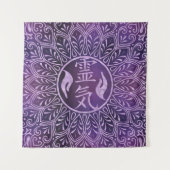 紫色ライトの霊気の記号そして治療手 タペストリー (正面)