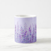 紫色ラベンダーかわいい美的な水色 コーヒーマグカップ (中央)