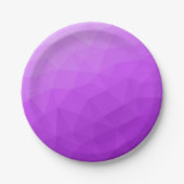 紫色ラベンダーのグラデーションの幾何学的メッシュパターン ペーパープレート (正面)