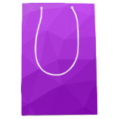 紫色ラベンダーのグラデーションの幾何学的メッシュパターン ミディアムペーパーバッグ (正面)