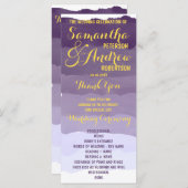 紫色ラベンダーの水彩グラデーション結婚式 プログラム (正面/裏面)