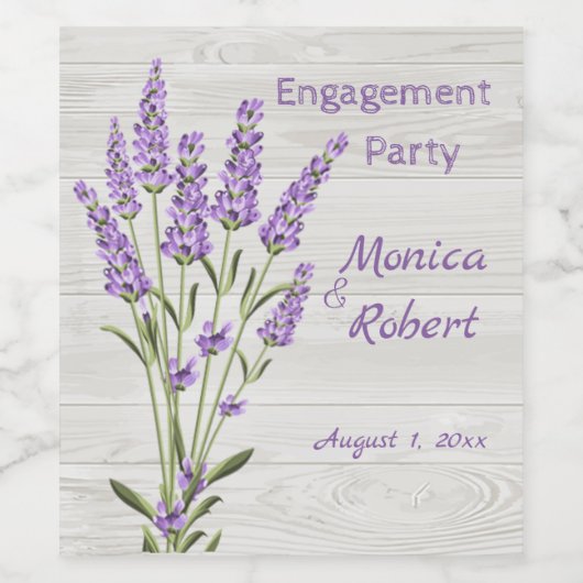 紫色ラベンダーの花が木の上に 結婚式のご案内パーティー ワインラベル (シングルラベル)