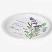 紫色ラベンダーの花ユーカリの葉 ペーパープレート (アングル)
