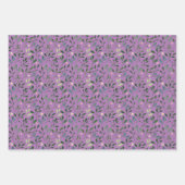 紫色ラベンダーパターンの水彩葉 ラッピングペーパーシート (正面3)
