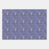 紫色ラベンダーパターンの水彩葉 ラッピングペーパーシート (正面2)