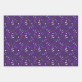 紫色ラベンダーパターンの水彩葉 ラッピングペーパーシート (正面)