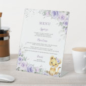 紫色ラベンダーフローラかわいいライオン赤ちゃんシャワーメニュー 台座サイン (インサイチュ)