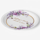 紫色ラベンダーポピー水彩結婚花 ペーパープレート (アングル)