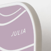 紫色ラベンダーモダン波パーソナライズされた ピックルボールラケット (左詳細)