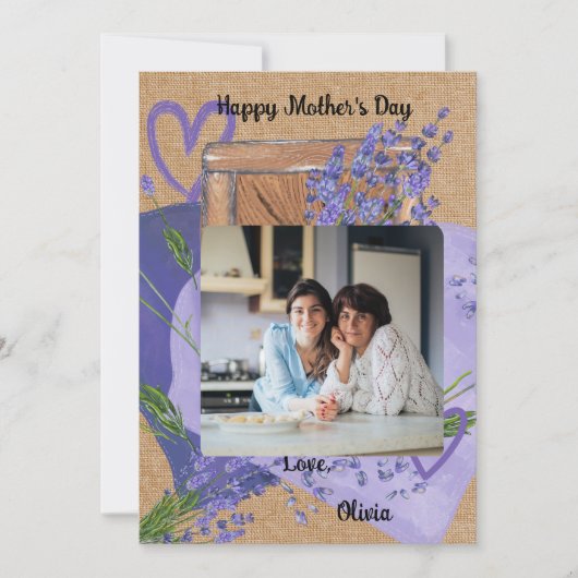 紫色ラベンダー写真花の母の日カード シーズンカード (正面)