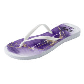 紫色ラベンダー金ゴールド花嫁の好意モノグラム ビーチサンダル (アングル)