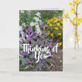 紫色ラベンダー デイジー 花 フラワーズ 思いのまま カード (黄色い花)