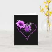 紫色リボンひまわりオーバードーズ認識を身に着ける カード (黄色い花)