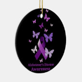 紫色リボン:アルツハイマー病 セラミックオーナメント (右)