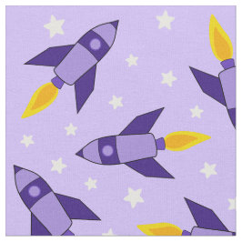 紫色レトロロケット ファブリック