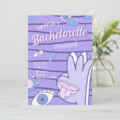 紫色レトロ楽しいハッピーエンドウィークエンド 招待状 (スタンド正面)