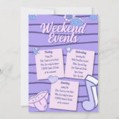 紫色レトロ楽しいハッピーエンドウィークエンド 招待状 (裏面)