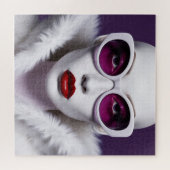 紫色レンズの白人女性 ジグソーパズル (横)