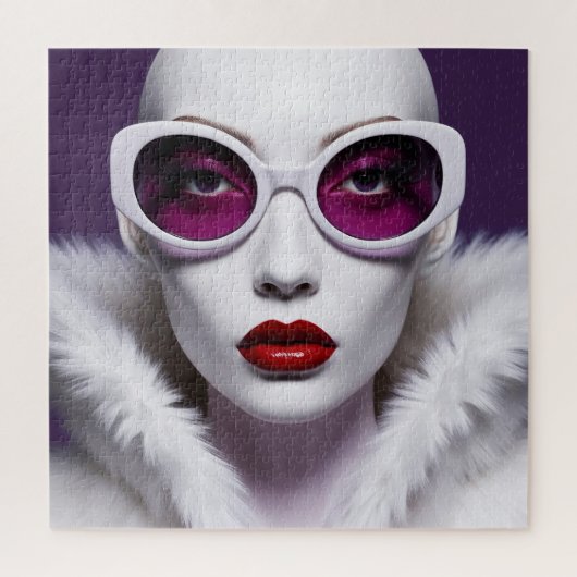 紫色レンズの白人女性 ジグソーパズル (縦)