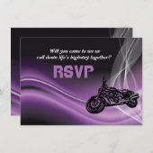 紫色ロードバイクの結婚式の出欠返信カード 招待状 (正面/裏面)