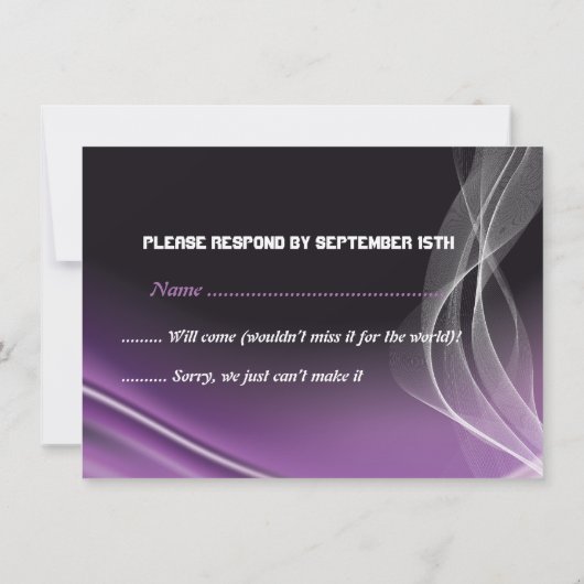 紫色ロードバイクの結婚式の出欠返信カード 招待状 (裏面)