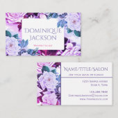 紫色ヴィンテージの花のバラ 名刺 (正面/裏面)