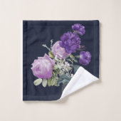 紫色ヴィンテージフローラ バスタオルセット (ウォッシュタオル)