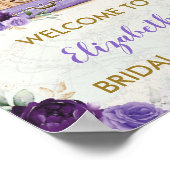 紫色ヴィンテージ地図 トラベル ブライダルシャワー ウェルカム ポスター (角)