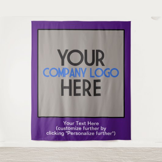 紫色公司ロゴ ビジネス トレード ショー 背景 タペストリー (正面)