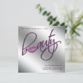 紫色化粧の招待状のオープンハウスの美しいの唇 招待状 (スタンド正面)