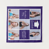 紫色卒業フォトコラージュ 卒業パーティー タペストリー (正面(横))