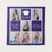 紫色卒業フォトコラージュ 卒業パーティー タペストリー (正面)
