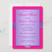 紫色印刷されたリボンピンクのブライダルシャワーの招待 招待状 (裏面)