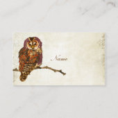 紫色及びこはく色のフクロウの名刺かラベル 名刺 (裏面)