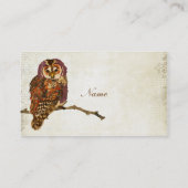 紫色及びこはく色のフクロウの名刺かラベル 名刺 (裏面)