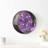 紫色及びクロム縁 ラージ壁時計 (ホーム)