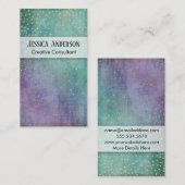 紫色及びティール(緑がかった色)のグランジな質上の金ゴールドの紙吹雪 名刺 (正面/裏面)