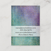 紫色及びティール（緑がかった色）のグランジな質上の金ゴールドの紙吹雪 名刺 (裏面)