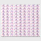 紫色及びピンクのベビー象の包装紙 ラッピングペーパー (フラット)