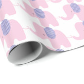 紫色及びピンクのベビー象の包装紙 ラッピングペーパー (ロールコーナー)