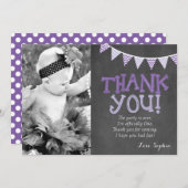 紫色及びラベンダーの誕生日のサンキューカード サンキューカード (正面/裏面)