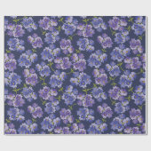紫色及び海軍花パターン包装紙 ラッピングペーパー (フラット)