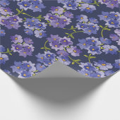紫色及び海軍花パターン包装紙 ラッピングペーパー (角)
