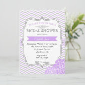 紫色及び灰色のヴィンテージのブライダルシャワーの招待状 招待状 (スタンド正面)