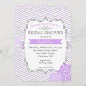 紫色及び灰色のヴィンテージのブライダルシャワーの招待状 招待状 (正面/裏面)