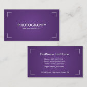紫色及び白いの写真撮影の名刺 名刺 (正面/裏面)