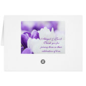 紫色及び白い花-結婚式のテーブル数カード (裏面横)