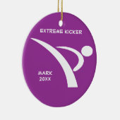 紫色及び白く極度なキッカーオーナメント セラミックオーナメント (右)